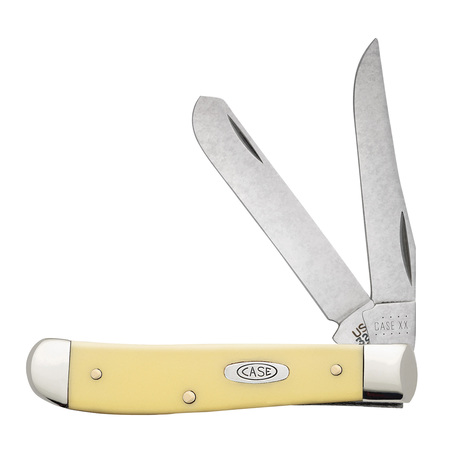 CASE CUTLERY Knife, Yellow Synthetic Smooth Cv Mini Trapper 00029